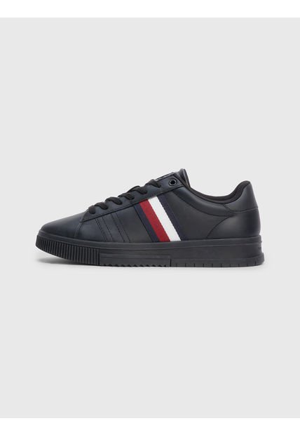 Zapatilla Supercup De Cuero Negro Tommy Hilfiger