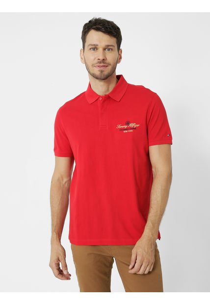 Polo Icon Con Logo Rojo Tommy Hilfiger