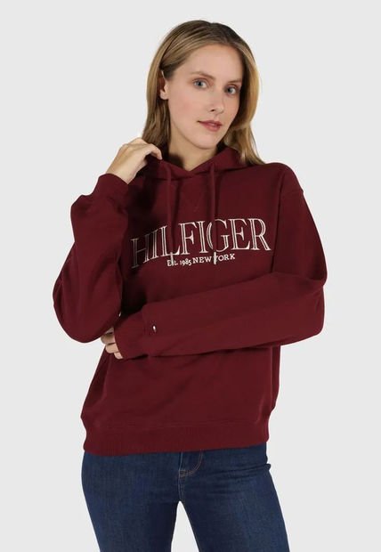 Polerón Hoodie Con Logo Monotype Burdeo Tommy Hilfiger