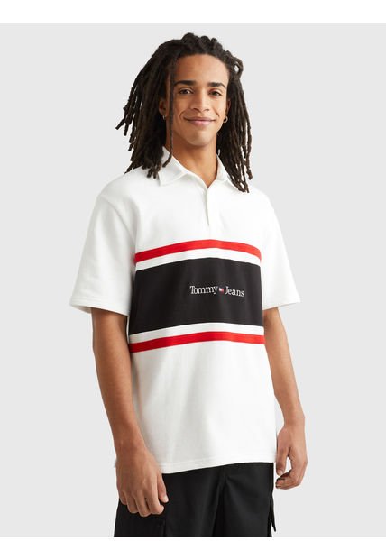 Polo Oversize Rugby Color Block Blanco Tommy Hilfiger