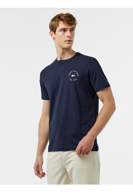 Polera Con Logo Circular Azul Tommy Hilfiger