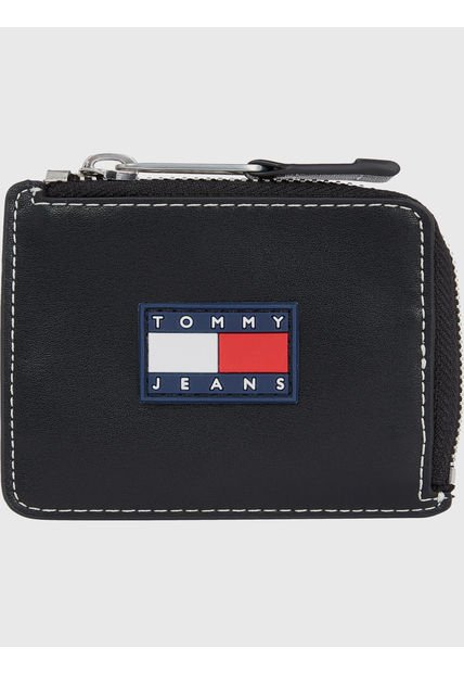 Billetera Monedero Con Parche Negro Tommy Hilfiger