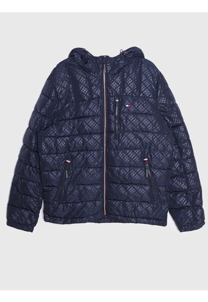 Parka Hoodie Quilted Con Logo Azul Tommy Hilfiger