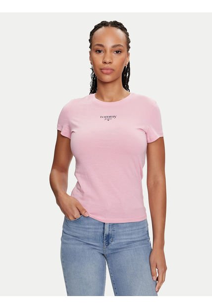 Polera Essential Slim Fit Con Logo Rosado Tommy Hilfiger