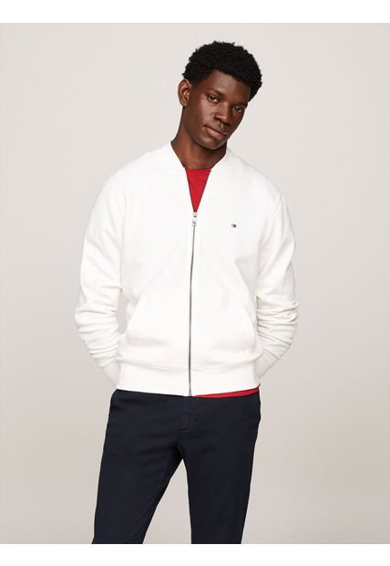 Polerón Solid Con Logo Y Cierre Blanco Tommy Hilfiger