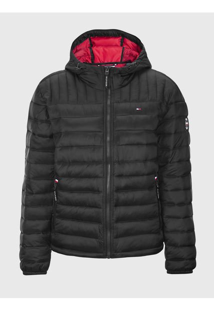 Parka Weight Quilted Colorblock Negro Tommy Hilfiger