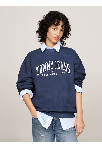 Polerón Varsity Logo Con Corte Amplio Azul Tommy Hilfiger