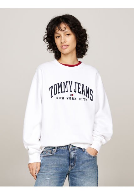 Polerón Varsity Logo Con Corte Amplio Blanco Tommy Hilfiger