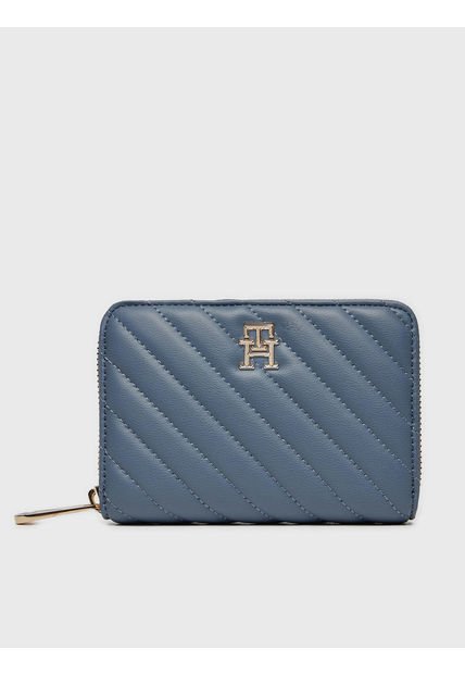 Billetera Acolchada Con Cierre Celeste Tommy Hilfiger