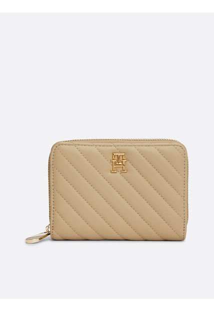 Billetera Acolchada Con Cierre Beige Tommy Hilfiger