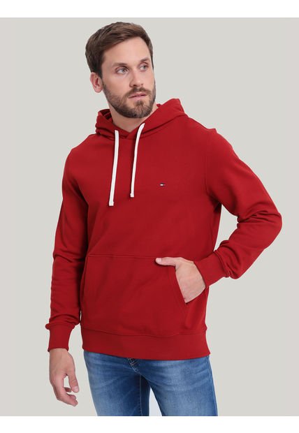 Polerón Hoodie Con Logo Bordado Rojo Tommy Hilfiger