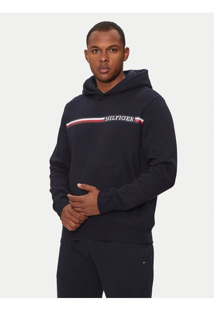 Polerón Hoodie Con Logo Stripe Azul Tommy Hilfiger