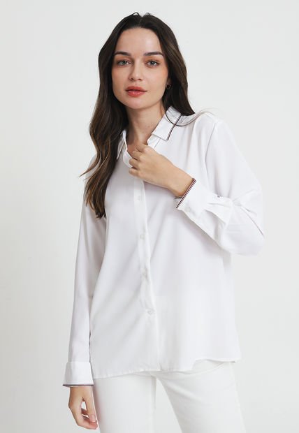 Blusa Tommy Hilfiger IM RWB FLUID SHIRT  Blanco - Calce Regular