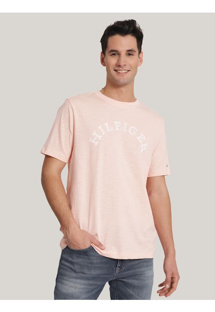 Polera Logo Arqueado Regular Fit Rosado Tommy Hilfiger