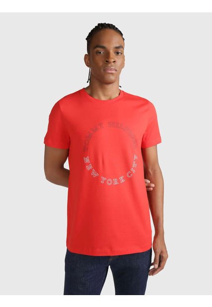 Polera Slim Fit Logo Monotype Rojo Tommy Hilfiger