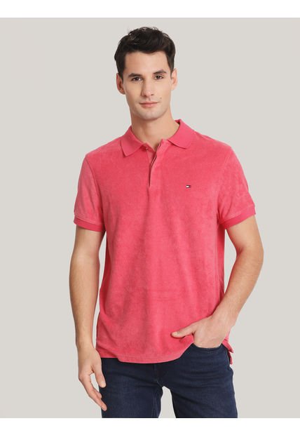 Polo Micro Towelling Regular Fit Rosado Tommy Hilfiger