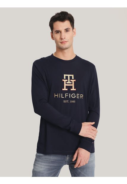 Polera Icon Golden Logo Azul Tommy Hilfiger