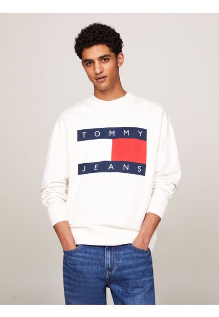 Polerón Con Logo Oversize Relaxed Blanco Tommy Hilfiger