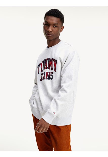 tommy jeans plaid graphic crew