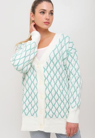 Cardigan Topshop Knitted Diamond Multicolor - Calce Oversize