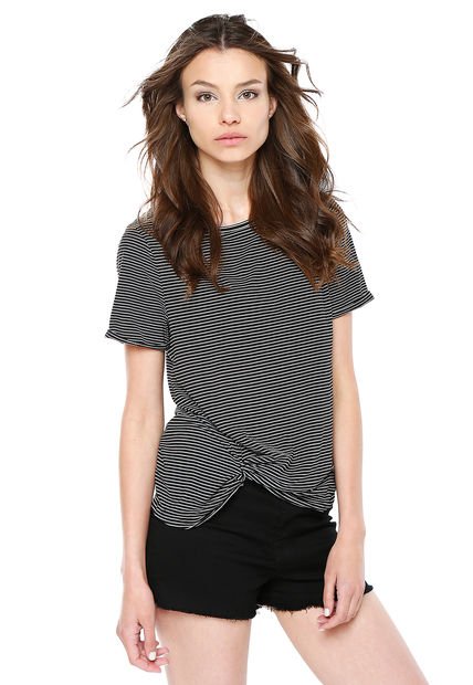 Polera Moulineaux Blanca/Negra Blu Girl By Tricot