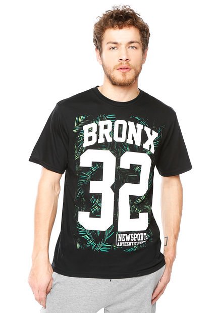 Polera TC Print MC Bronx Negra Newsports By Tricot