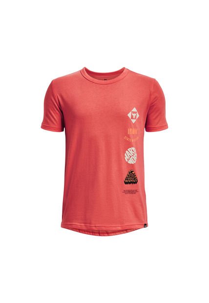 Polera M/C Train Project Rock Family Naranja Niño Under Armour