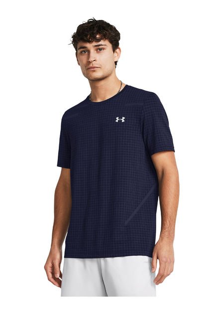 Polera UA Seamless Grid Hombre Azul Under Armour