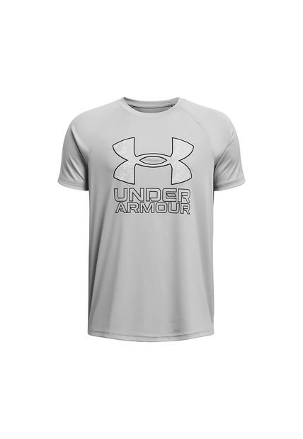 Polera Manga Corta UA Tech Para Niño Gris Under Armour