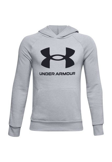 Polerón UA Rival Fleece Big Logo Para Niño Gris Under Armour