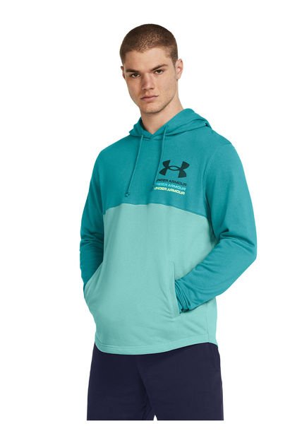 Polerón Rival Terry Colorblock Hombre Azul Under Armour