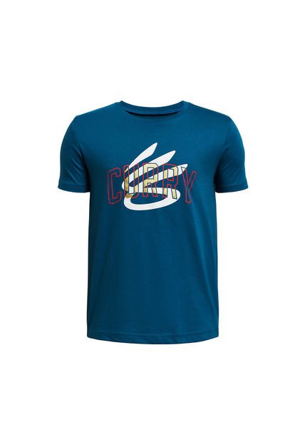 Polera Manga Corta UA Curry Para Niño Azul Under Armour