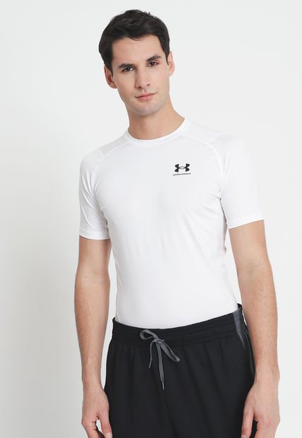 Polera Under Armour UA HG ARMOUR COMP SS Blanco - Calce Ajustado