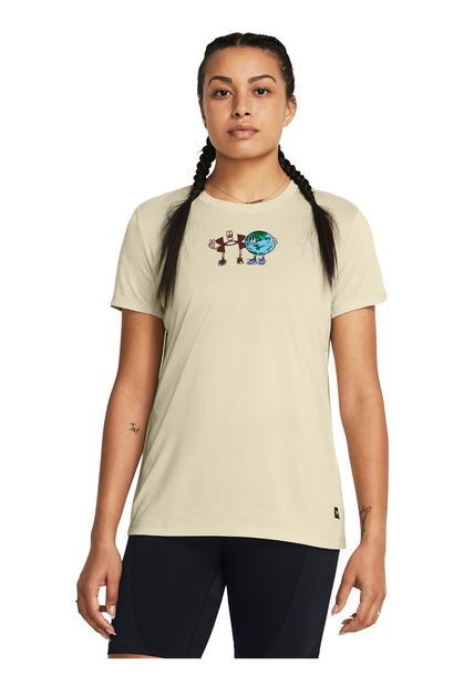 Polera Manga Corta Protct Globe Mujer Café Under Armour