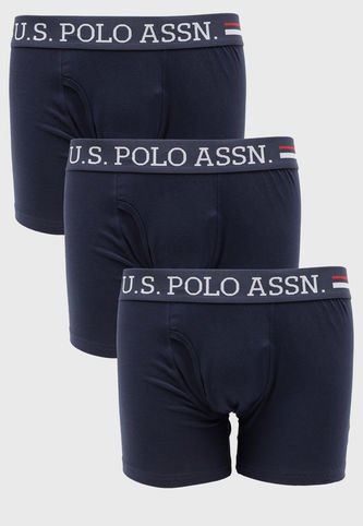 Pack 3 Boxer Us Polo Assn Azul  Calce Ajustado Us Polo Assn