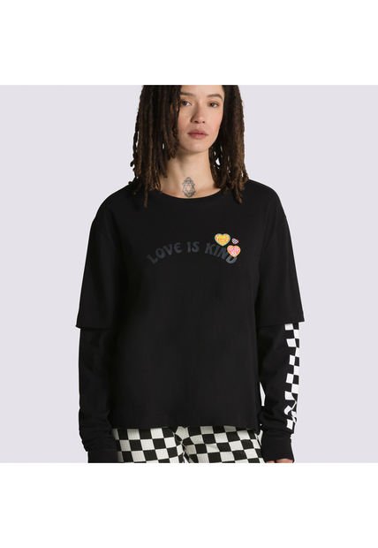 Polera Manga Larga Love Is Kind Twofer Negro Mujer Vans