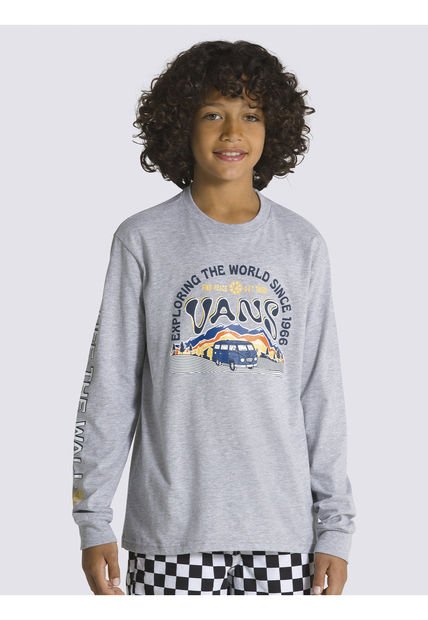 Polera Manga Larga Get There Ls Gris Niño Vans