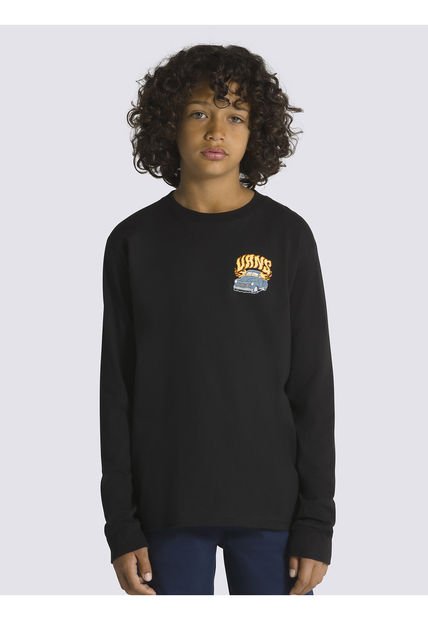 Polera Manga Larga Fired Up Ls Negro Niño Vans