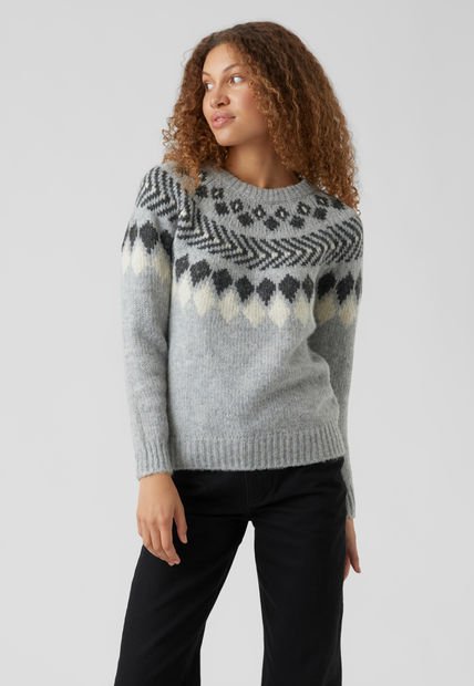 Sweater Vero Moda O-Neck Drop Shoulder Gris - Calce Regular - Compra ...