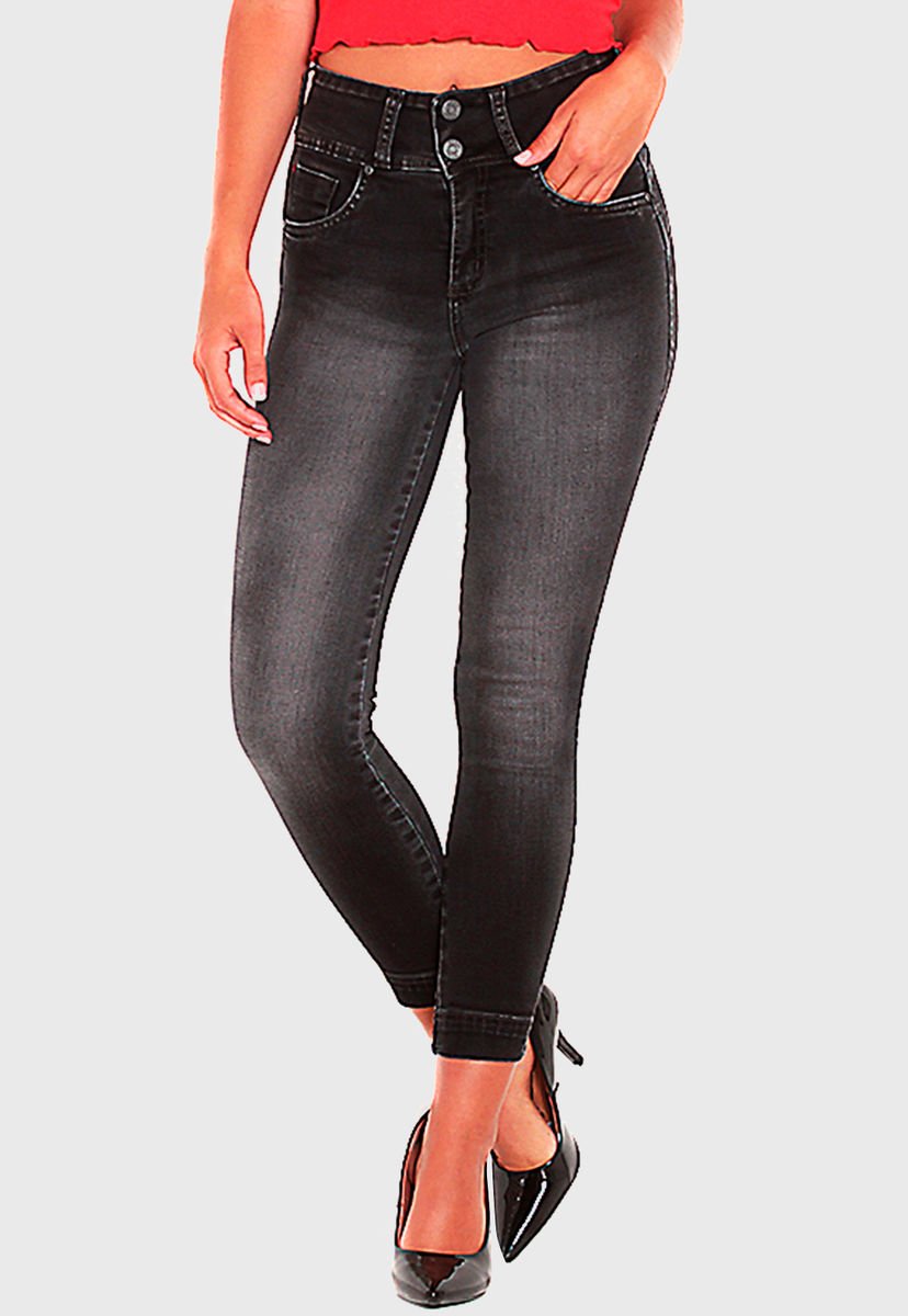 Jeans Wados Pretina Ancha 2 botones Negro - Calce Ajustado - Compra